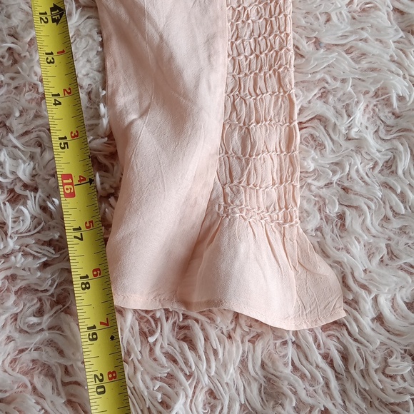 🫶🏻 Free People Smocked in Time High Neck Ruffled Button Back Blouse NWOT - Picture 9 of 9